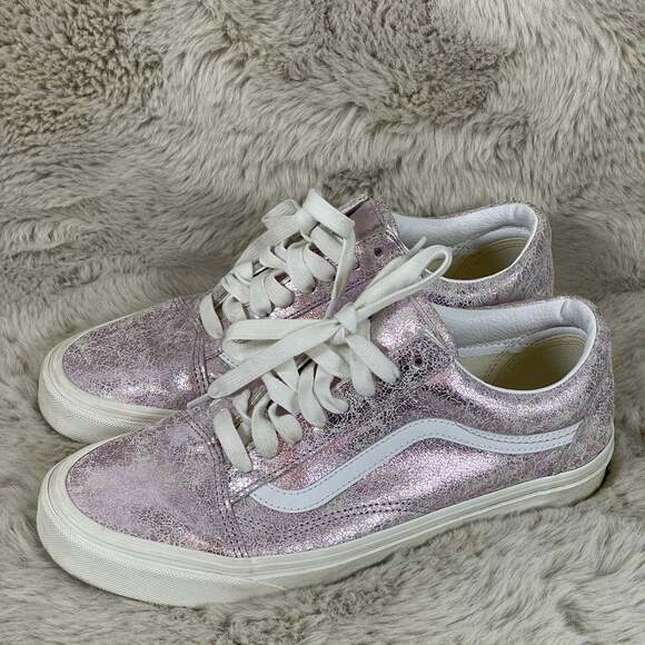 Vans Shoes - WOMEN'S 10.5/MEN’S 9 VANS OLD SKOOL CRACKED LEATHER ROSE GOLD SHOES SNEAKERS